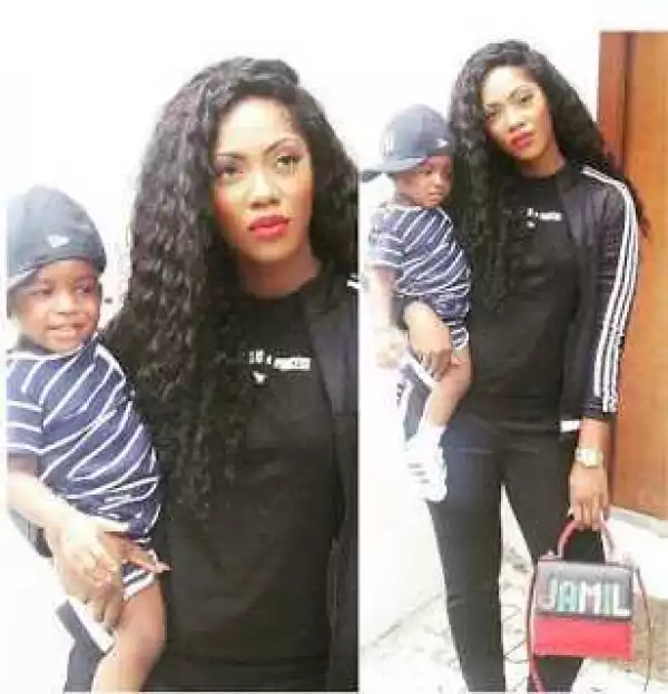 Tiwa Savage, her new bag and baby Jamil in new adorable photos